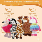 Hollypet Soft Squeaky Dog Toys, Plush No - Mess Chew Toys for Small and Medium Dogs and Non-Aggressive Chews, Puppy Teeth Cleaning Chew Toys, 5 Animal