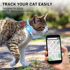 Airtag Cat Collar Breakaway, Cute GPS Cat Tracker Collars with Air Tag Holder, Safety Cat Collars with Bell & Pendant for Girl Boy Cats, Blue