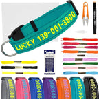 Personalized Embroidered Dog Collar - Custom Hand-Stitched Name & Number, Reflective Adjustable Pet Collar for Small/Medium/Large Dogs & Cats, Durable Nylon with Steel D-Ring (Sky Blue, Medium)