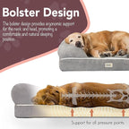 Chester XX-Large Dog Bed - Orthopedic Memory Foam Mattress, Calming Couch Bed, Wall Rim Pillow, Water Resistant Liner, Washable Cover, Non-Slip Bottom, Grey