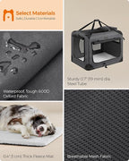 Feandrea 36 Inches Collapsible Soft Dog Crate, Portable Travel Dog Crate for Indoor and Outdoor Use, Dog Carrier Kennel with Safety Zippers, for Living Room, Car, Travelling, Camping, Gray UPDC90G01