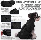 Queenmore XXS Dog Sweaters, Soft Fleece Vest Pullover Pet Jacket with Leash Hole, Warm Winter Dog Clothes Cold Weather Doggy Dachshund Sweater for Small Dogs Cats Boy or Girl (Black, XXS)
