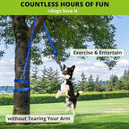 Dog Hanging Bungee Tug Toy: Interactive Tether Tug-of-War for Pitbull Small to Large Dogs to Exercise and Training Equipment - Outdoor Tree Tugger Dog Rope Toy with 2 Chew Rope Toys - Blue