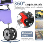 FDW Pet Stroller 3-Wheel Durable Foldable Cat Dog Stroller with Washable Liner Storage Basket Cup Holder,Purple