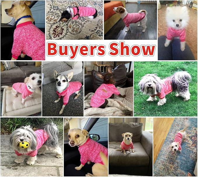 Idepet Pet Dog Classic Knitwear Sweater Fleece Coat Thickening Warm Pup Dogs Shirt Winter Pet Dog Cat Clothes Puppy Customes Clothing for Small Medium Dogs (XXS, Rosered)