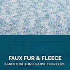 Furhaven Reversible Medium Dog Coat, Washable & Insulating w/ Leash Access - Two-Tone Faux Fur & Quilted Fleece Flex-Fit Jacket - Marine Blue, Medium