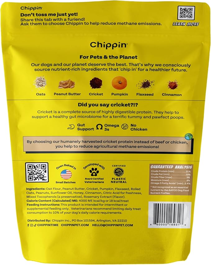 Peanut Butter Dog Treats, Healthy Puppy Treat, Pumpkin, Cricket, Gift for Pet Lovers, Natural Dog Snacks, Hypoallergenic, Gut-Healthy, Medium and Large Dogs, Sustainable Products