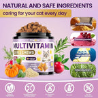Cat Multivitamin with Fish Oil, 500 Crunchy & Creamy Chews - 10 In 1 Vitamins Supports Energy, Bone, Joint, Skin & Coat Health - with Omega 3s, Taurine, Biotin for Cat All Breeds & Ages - Krill Flavor