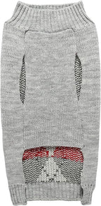 Grey Argyle Knit Pet Sweaters Clothes for Small Dogs, Classic Gray Medium M Size