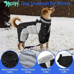 MIGOHI Full Body Dog Coat - Warm Reflective Small Dog Winter Coat with Harness, Turtleneck Fleece Jacket for Dogs,Four-Leg Windproof Puffer Jackets Snowsuit with Zipper for Small Medium Large Dogs,S