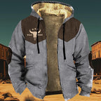 Men's Western Aztec Jackets Hooded Cowboy Hoodie Warm Full Zip Ethnic Vintage Long Sleeve Coat Fall Winter Tops