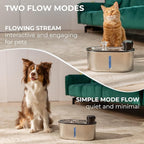 Wireless Cat Water Fountain Stainless Steel 108oz/3.2L, Cordless, Battery Operated Cat Fountain (Last up to 50 Days), Ultra Quiet, 2 Flow Modes, Multi-Filtration, BPA Free, Includes 2 Filters - White