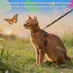 Cat Harness and Leash Set with Matching Collar – Escape Proof Harness for Cats, Adjustable & Lightweight, Geometric Print, Easy Wear for Outdoor Walking & Training
