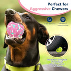Petcare 2 Pack Dog Balls Toys for Aggressive Chewers Indestructible Tennis Balls for Medium Large Dogs Water Toy Chew Ball Tough Durable Big Dog Toys Bouncing Ball for Dogs to Fetch, Pink+Green