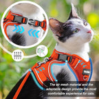 Cat Harness and Leash for Walking, 3 in 1 Adjustable Breathable Soft, Easy to Control Reflective Cat Harness Escape Proof, Cat Products, Orange, XS