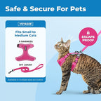 Best Pet Supplies Voyager Escape Proof Cat Harness and Leash Set with Reflective Stitching, Neoprene Handle 5ft - Supports Small, Medium and Large Cats, Kittens - Fuchsia, M (Chest: 16.5-19.5")