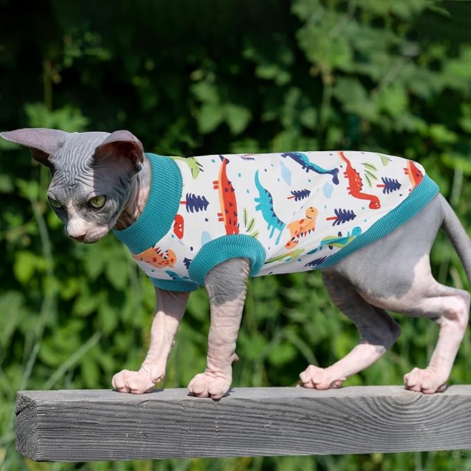 PUMYPOREITY Sphynx Cat Clothes - Stretchy Sweater, Soft Hairless Shirt, Pullover Pajamas, Turtleneck for Sphynx Cornish Rex, Devon Rex - Blue, XL