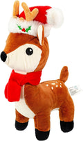 Giftable World Holiday Plush Pet Toy Fun for Christmas Designs with Squeaker Dog Chew Toy (10" Reindeer w/Hat & Squeaker)