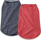 Koneseve Dog Shirt Vest Lightweight Stretchy Dog T-Shirts Soft Cool Shirts Sleeveless Stripe Vests Breathable Clothes for Puppy Kitty Cats Small Medium Large Dogs 2 Pack Red + Blue [ 2XL ]