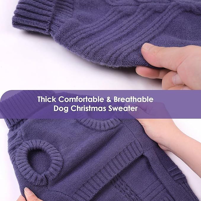 Dog Sweaters for Medium Dogs Male Female Pet Knitwear Classic Puppy Warm Pullover Turtleneck Cold Weather Clothes for Schnauzer(GrayishBlue, M)