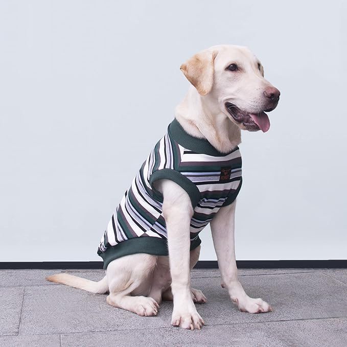 Extra Large Dog T Shirts Clothes Sleeveless Tank Top Vest for Labrador Rottweiler Great Dane, Green, 3X-Large