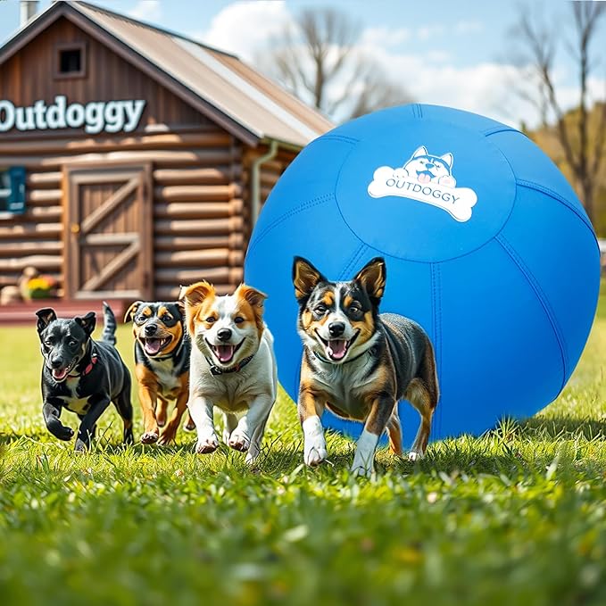 Herding Ball for Dogs 22 Inch - Dual-Layer Heavy Duty Herding Ball for Australian Shepherds, Border Collies & Cattle Dogs | Outdoor Herding Toy for Medium/Large Dogs - Backyard Training and Play-Blue