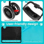 Pet Stroller,Dog Stroller for Small Medium Dogs Cats,3 Wheels,Foldable,with Breathable Mesh Canopy,Cup Holders,Easy Assembly,Mint Green