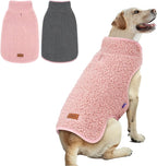 cyeollo Sherpa Dog Coat Turtleneck Reversible Fleece Vest Sweater Thick Pet Clothes for Cold Weather Winter Jacket Warm Dog Coats for Medium Large Dogs, Pink XXL