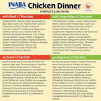 INABA Chicken Dinner for Dogs, Soft Pate Wet Dog Food, Complete & Balanced, 2.4 oz. Pouch, 15 Pouches, Beef & Vegetables Variety