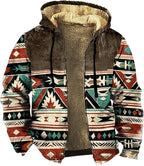 Men's Zip Up Jackets Western Style Ethnic Hoodie Hooded Vintage Long Sleeve Warm Coat Winter Outfits