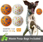 4Pcs Super Bouncy Dog Balls, Fun Indestructible Tennis Balls for Aggressive Chewers, Durable Floating Fetch Toys for Medium and Large Dogs with Lifetime Replacement