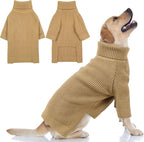 Queenmore Dog Sweater - Knitted Turtleneck Long Sleeve Check Pattern Dog Sweater, Warm Fall & Winter Browns: XS, S, M, L, XL