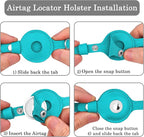 OOPSDOGGY Cat Collar for AirTag Holder, Leather Kitten Collars with Elastic Strap & Bell, Non Breakaway Adjustable Small Pet Collars for Indoor & Outdoor for Boy, Girl (Light Blue)