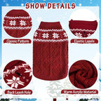 Warm Winter Pink Dog Sweater - Cold Weather Pet Clothes for Small Medium Large Dogs Indoor Outdoor, Soft Classic Knit Puppy Apparel Coat, Dark Red, M