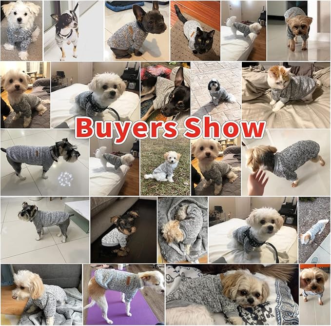 Idepet Pet Dog Classic Sweater Sweatshirt, Soft Fleece Coat for Small,Medium Dog,Warm Pet Dog Cat Clothes,Soft Puppy Customes 2 Color (S, Grey)