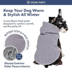 Spark Paws Teddy Dog Sweater, Sherpa Vest with Warm Fleece Lining, Winter Coat Suitable for Small Medium Large XL XXL Breeds - Grey - 2XL