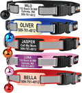 GoTags Reflective Cat Collars with Personalized Tag, Breakaway Collar with Safety Buckle Matching Bell, Engraved Custom with Name and Phone, Adjustable for Cats and Kitten, (Blue with Nameplate)
