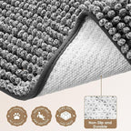 EHEYCIGA Super Absorbent Dog Door Mat for Muddy Paws 60x36 Inch Indoor, Front Doormat Outside Entrance, Quick Dry Chenille Washable Dog Crate Bed, Non-Slip Pet Rug Mud Mat Outdoor Entryway, Grey