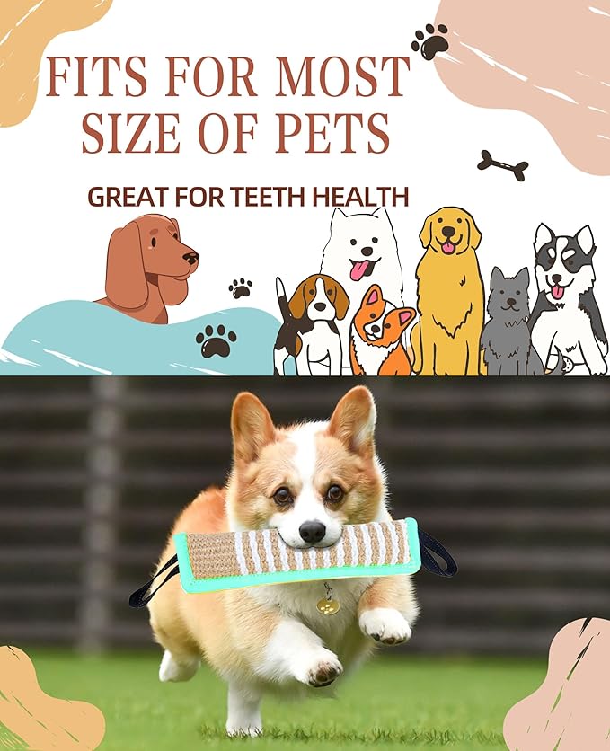 Clysoru Tug Toy for Dogs Squeaky Toy with 2 Strong Handles Lasting Training Equipment Puppy to Large Dog Interactive Toys of War Pull Indestructible Rope Pet Crinkle Teething (ciel)
