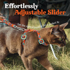 Dooradar Cat Harness and Leash, Escape Proof Adjustable Kitten Vest, Lightweight Soft Pet Straps, Easy Wearing for Small Medium Kitty Safe Walking Travel Control, Orange & Black, M