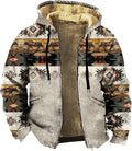 Men's Zip Up Jackets Western Style Ethnic Hoodie Hooded Vintage Long Sleeve Warm Coat Winter Outfits