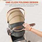 Dog Stroller with 4 Wheels, Folding Pet Stroller for Small, Medium Dogs and Cats up to 50lbs, Detachable Carrier, Storage Basket, Car Seat 3 in 1 Multifunctional (Brown‌)