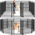 Square Steel Pipe Dog Fence Outdoor 12 Piece Panels 47" Height Anti-Rust Heavy Duty Dog Playpen with Doors Portable for Yard RV Camping, Total 27FT, 57 Sq.ft, Snowy Black