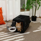 2 Set Pet Carrier for Small Dogs and Cat, Hard Shell Plastic Dog Crate with Bowl and Cooling Pad Fully Breathable Portable Kennel for Small Pet Travel Camp(Black,18.9 x 12.6 x 11.8 Inch)