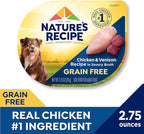 Nature’s Recipe Grain Free Wet Dog Food, Chicken & Venison Recipe, 2.75 Ounce Cup (Pack of 12)