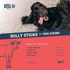 Big Lu - 6” Jumbo Bully Sticks, 10 Count, 100% Grass-Fed Beef Chews, Fully Digestible, Long-Lasting Treats for Aggressive Chewers, Natural Single-Ingredient Chews for Medium & Large Dogs