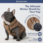 Spark Paws Dog Winter Jacket, Water-Resistant Coat, Warm Reflective Windproof Fleece-Interior, for Medium and Large Dogs - Tan - L
