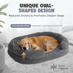 Orthopedic Dog Bed for Large Dogs, Egg Crate Memory Foam Fur Sofa with Comfortable Sides, Soft and Big Dog Couch Bed with Washable Removable Cover and Non-Slip Oval Bottom, 43" Grey