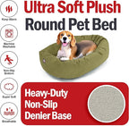 Majestic Pet 32 Inch Suede Calming Dog Bed Washable 32x23x7 (Inch) – Cozy Soft Round Donut Dog Bed with Spine Support for Dogs to Rest Their Head - Pet Bed Medium – Sage (2025)