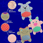 Crinkle Dog Toys Squeaky Plush No Stuffing Cute Puppy Stuffless Tough Rop Pull Toy, Fun Dog Stuffed Animals Durable Chew Set for Small Medium Large Pup (Large, Pink Pig+Green Frog+Blue Dog)